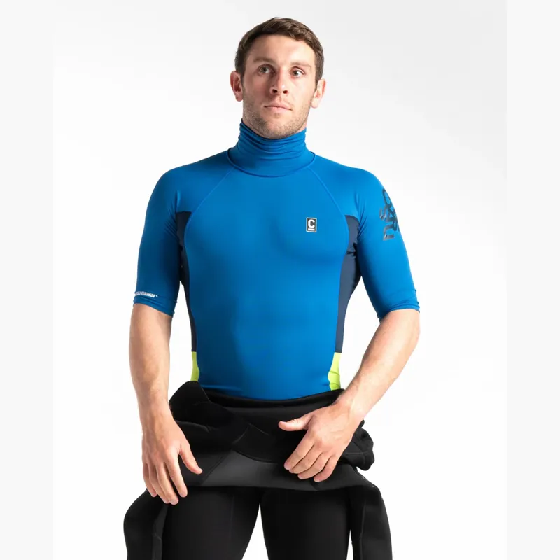 C-Skins Mens Short Sleeve Rash Vest Blue/Lime